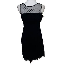 Karen Millen Black Sleeveless Shift Cocktail Dress Mesh Embroidered Textured 2